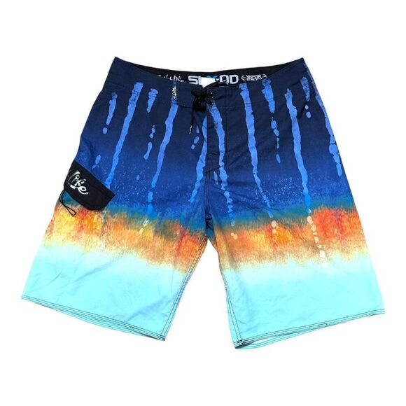 Salt Life 34 Board Shorts SLX-QD Vapo Stretch Blue Orange Yellow Swimming Trunks - Picture 1 of 6